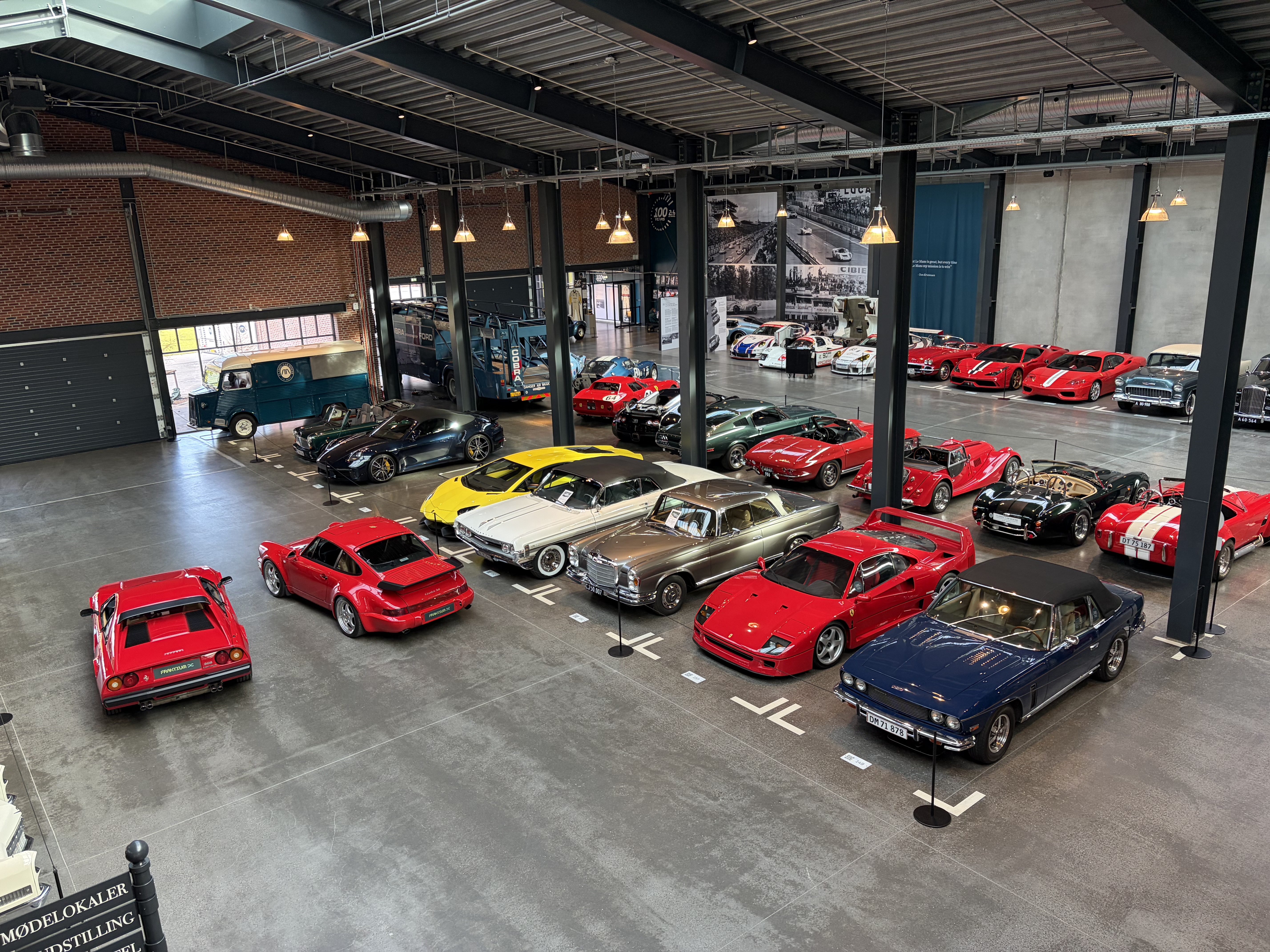Classic car collection inside a showroom